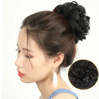 

2019 Fashion Women DIY Elastic Wig Hair Ring Curly Scrunchie Bun Chignon Ponytail Hairpiece Girls Hair Accessories Bud Head