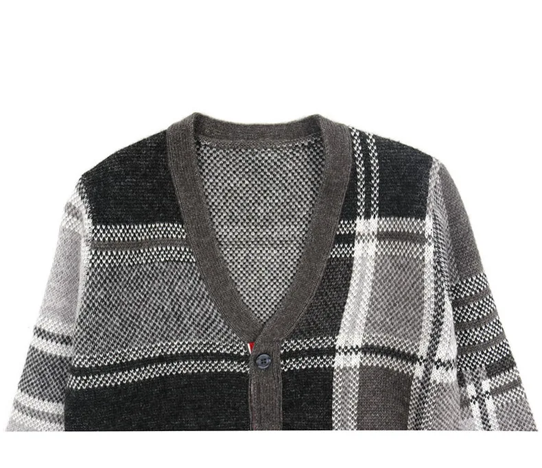 Decote em v Moda Marca Suéteres Feminino Solto Cardigans Roupas Listrado Algodão lã Xadrez Grosso Inverno Cabolsa Casual 2021 tb 6 decote em v cardigans roupas listrado algodão