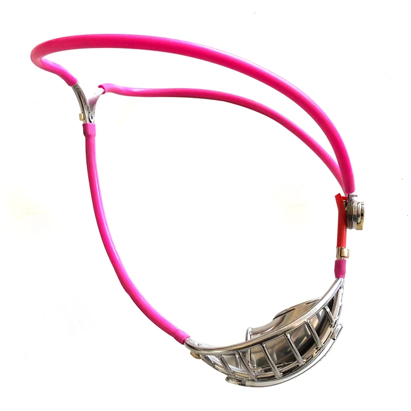 新款带付盾笼子隐形贞操带-粉2