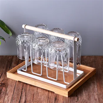 

Nordic Drain Cup Holder Metal Juice Coffee Mug Storage Rack Baby Bottle Storage Rack with Handle Kitchen Organizer and Storage