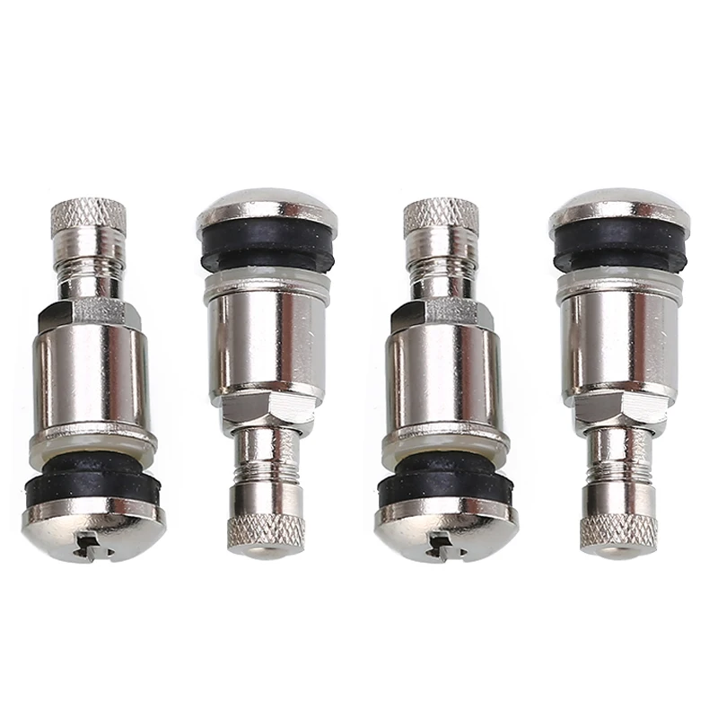 4pcs 11mm Metal Tyre Valve Bolt In Stem Wheels Chrome Tubeless Valve Stem Caps Car Motorcycle Tire Accessories