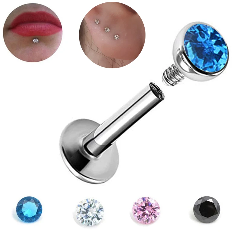 

1Pc Steel Crystal Labret Monore Rings Lip Piercings Heart Star Orelha Cartilage Ear Helix Stud Tragus Barbell Piercings Jewelry