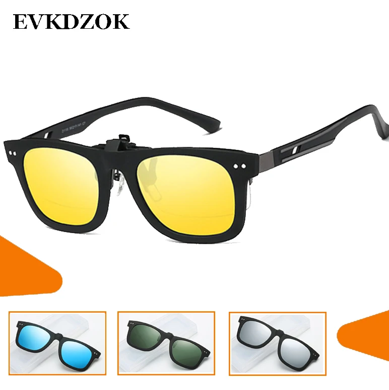 

2019 Men Full Frame Polarized Clip On Sunglasses UV400 Women Lens Flip on Sun Glasses Myopia Fashion Eyeglasses 2140