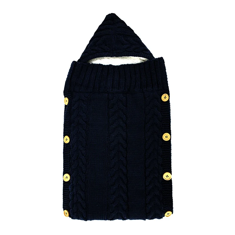 Черный Baby Sleeping Bags Envelope Winter Kids Sleepsack Footmuff For Stroller Cotton Knitted Sleep Sack Blanket Newborn Swaddle Wrap - Цвет: Черный