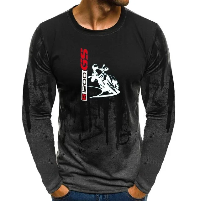 Мужская футболка ADVENTURE GS R1200 RT с принтом, простая градиентная цветная футболка с длинным рукавом, шикарные тонкие топы с круглым вырезом, Осенние M - Цвет: Лаванда