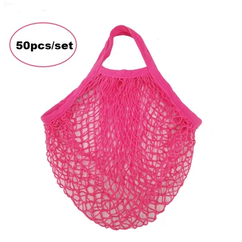 

Foldable Light Weight Rubine Red Cotton Mesh String Bag for Shopping Grocery