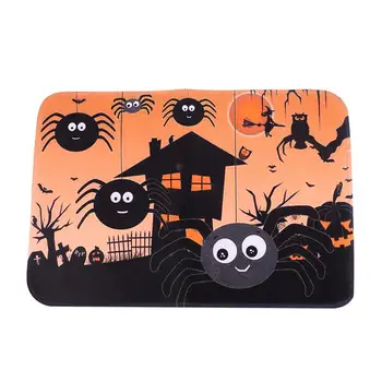 

Halloween Pattern Bathroom Mat Anti-Slip Foot Pad Practical Ground Mat Store Grave Night Pumpkin Bat Door Entry Mat