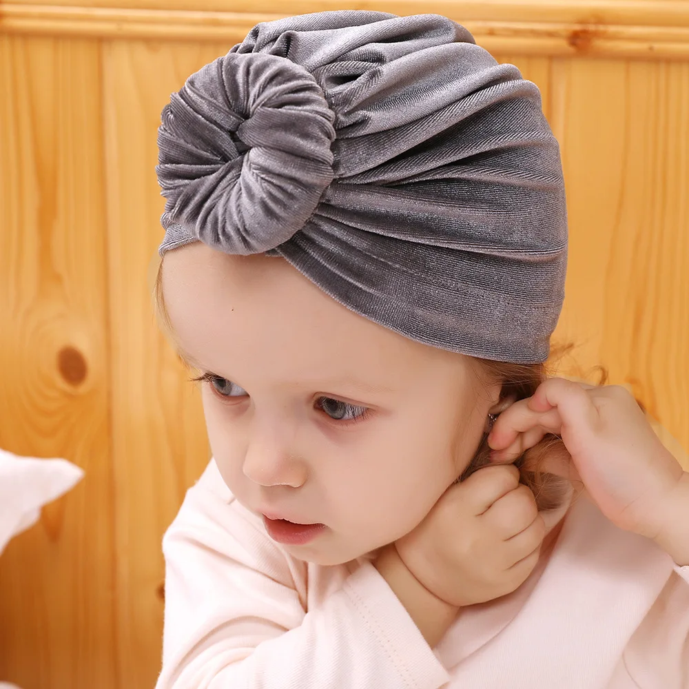 여자 Velet 달팽이 모자 귀여운 도넛 모자 따뜻한 Turban 부드러운 Bebes 머리 후프 Headwrap Bebe 가을 Beanies