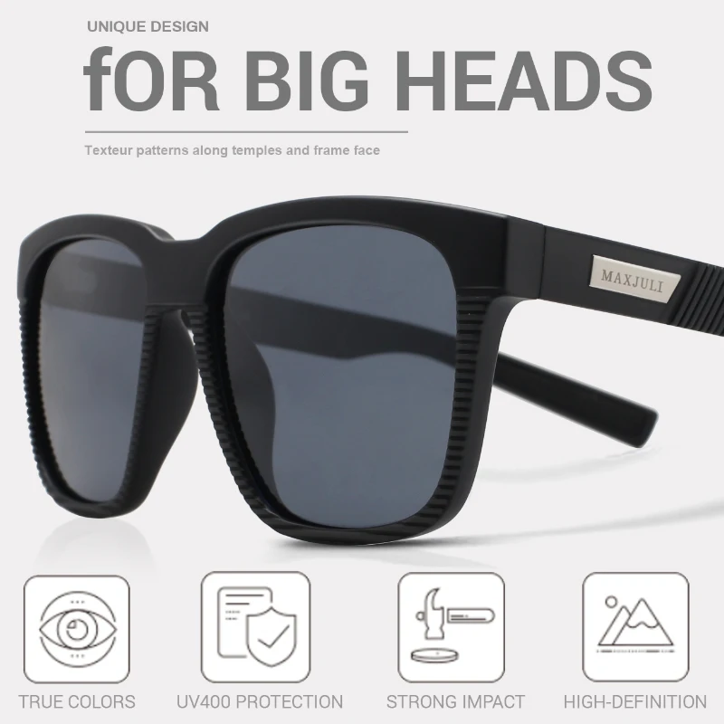 JULI Square Oversized Polarized Sunglasses for Big Heads Men Retro