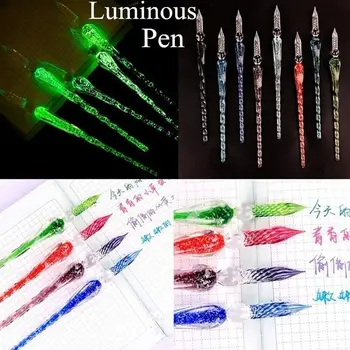 

Glass Signature Pen Novelty Creative with 7ml Ink Transparent Vintage Drawing Glass Dip Pen Chalk Writing Tools