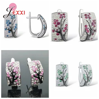 

Newest Models Genuine 925 Sterling Silver Earrings For Women Chinese Style Round Finger Rings Lovely Women Fashion Jewelry Gift