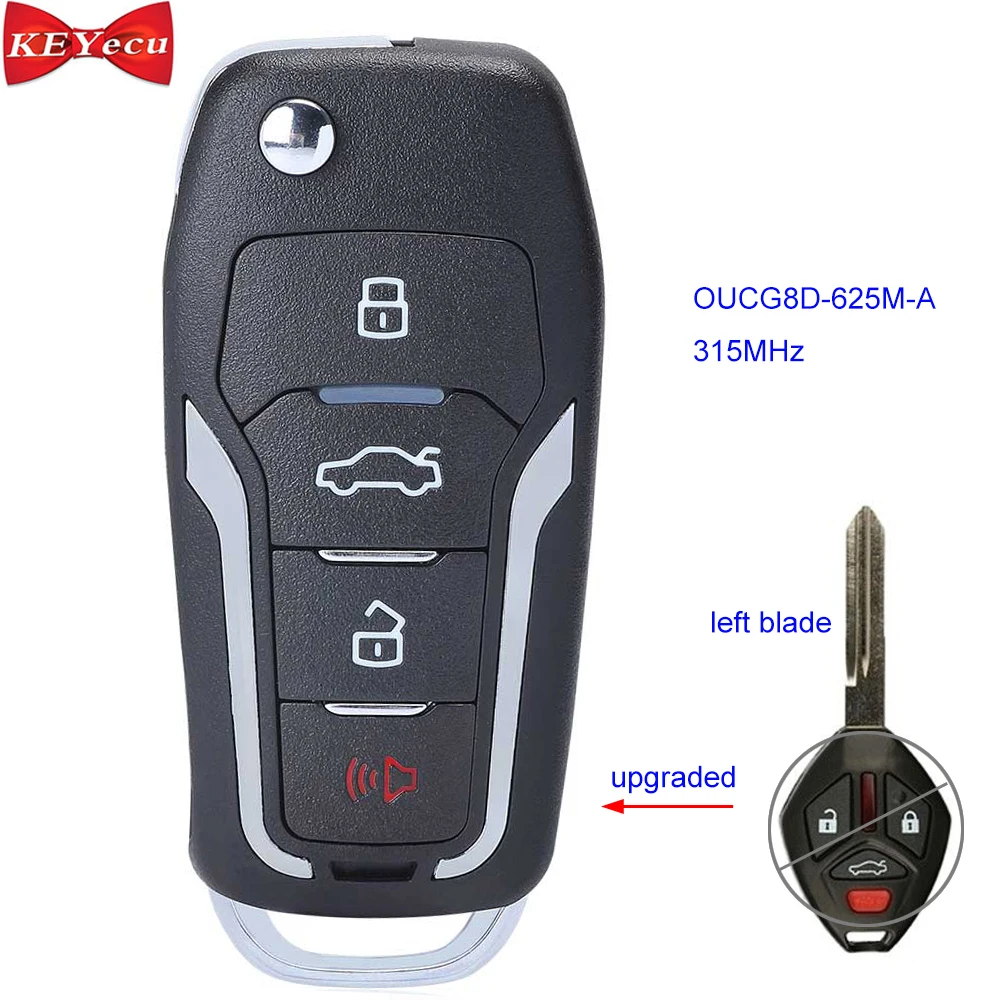 KEYECU для Mitsubishi Eclipse Galant Lancer модифицированный дистанционный ключ-брелок от машины OUCG8D-625M-A 315 МГц левое лезвие