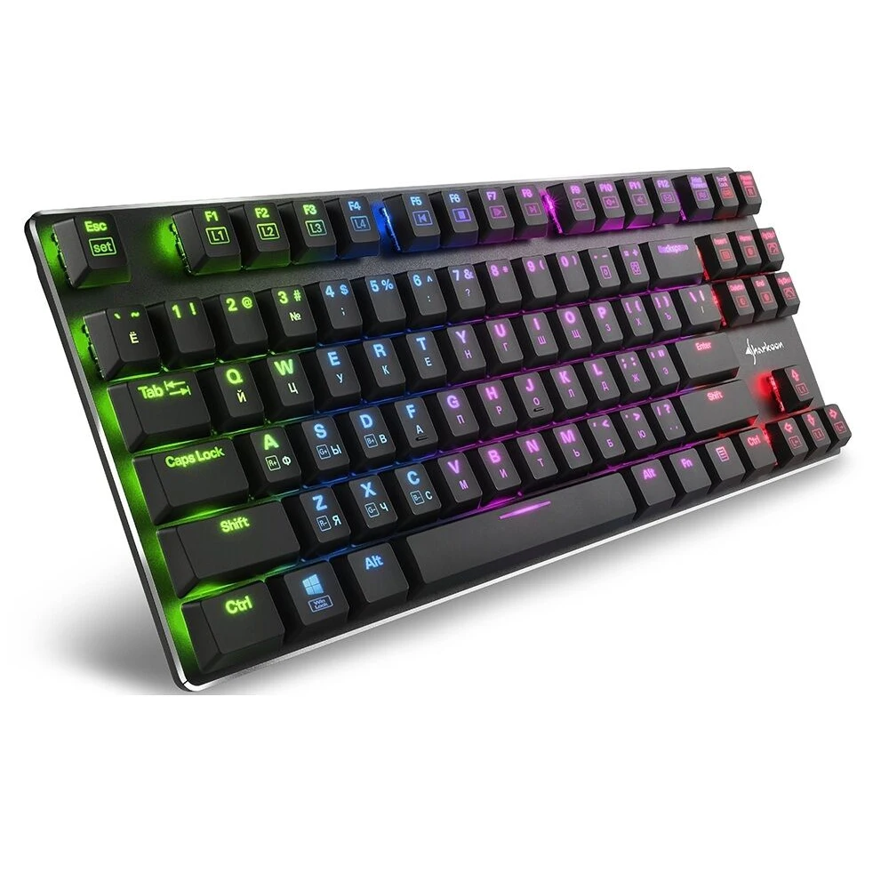 Клавиатура Sharkoon PureWriter TKL RGB Red механическая, Kailh Red, проводная, подсветка RGB, USB, цвет: черный