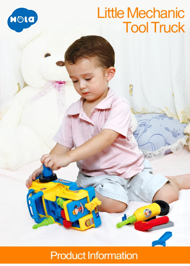 HOLA TOYS 789 Bump'n'Go Игрушечный Грузовик с электрической дрелью и различными инструментами, огнями и музыкальной игрушкой для детских подарков