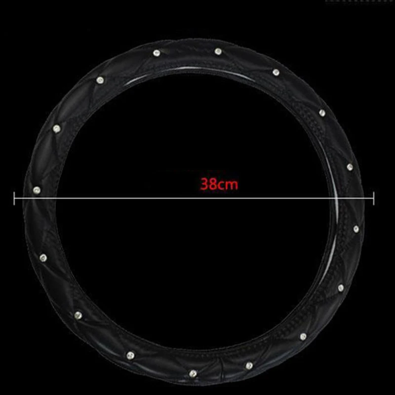 Decoration Steering Wheel Cover 38cm Replacement Black Interior Leather Breathable Durable Practical | Автомобили и мотоциклы