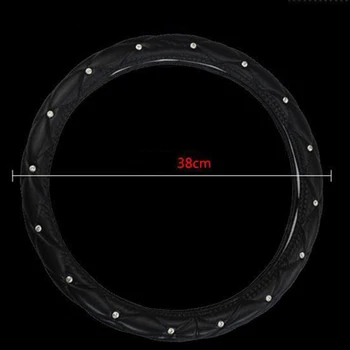 

Decoration Steering Wheel Cover 38cm Replacement Black Interior Leather Breathable Durable Practical