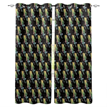 

Watercolor Parrot Pattern Window Curtains Polyester Fabric Living Room Curtain Home Decor