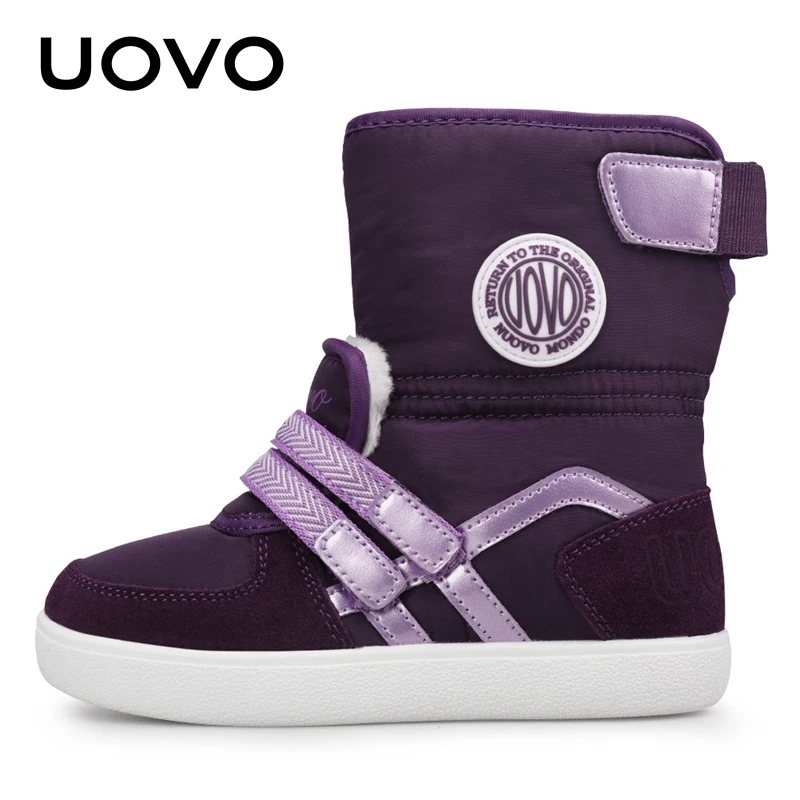UOVO Water Repellent Kids Boots Fashion Snow Boots Children Winter Shoes Beatiful Girls Short Boots With Fur#26-39