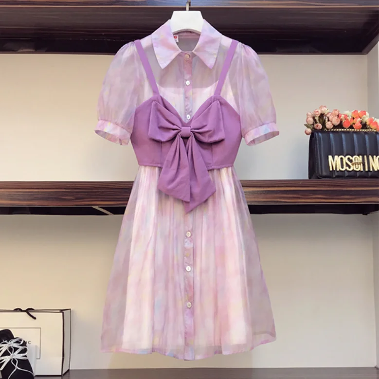

2020 Summer Temperament Goddess Clothes Dress Set 3 Piece Sets Girls Students Three-Piece Suit Ensemble Femme