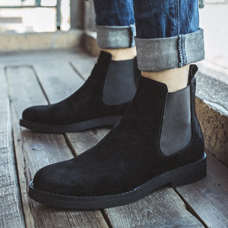 

large size chelsea boots for men casual genuine leather tooling shoes cowboy boot outdoors ankle botas masculinas zapatos hombre