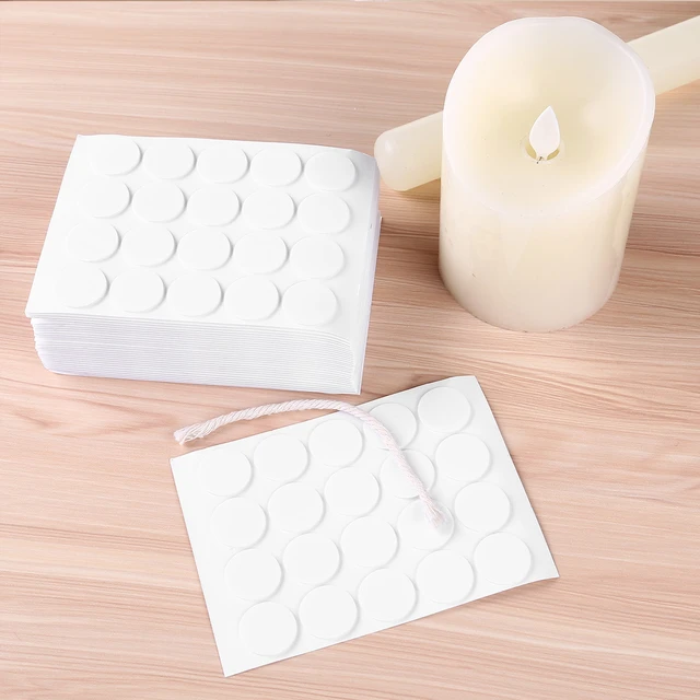  200 Pcs Candle Stickers Candle Adhesive Candle Wick Circle  Stickers Wick Heat Resistance Sticker Wick Glue Stickers Clear Adhesive  Wick Stickers DIY Tape Paper Double Sided Hot Wax