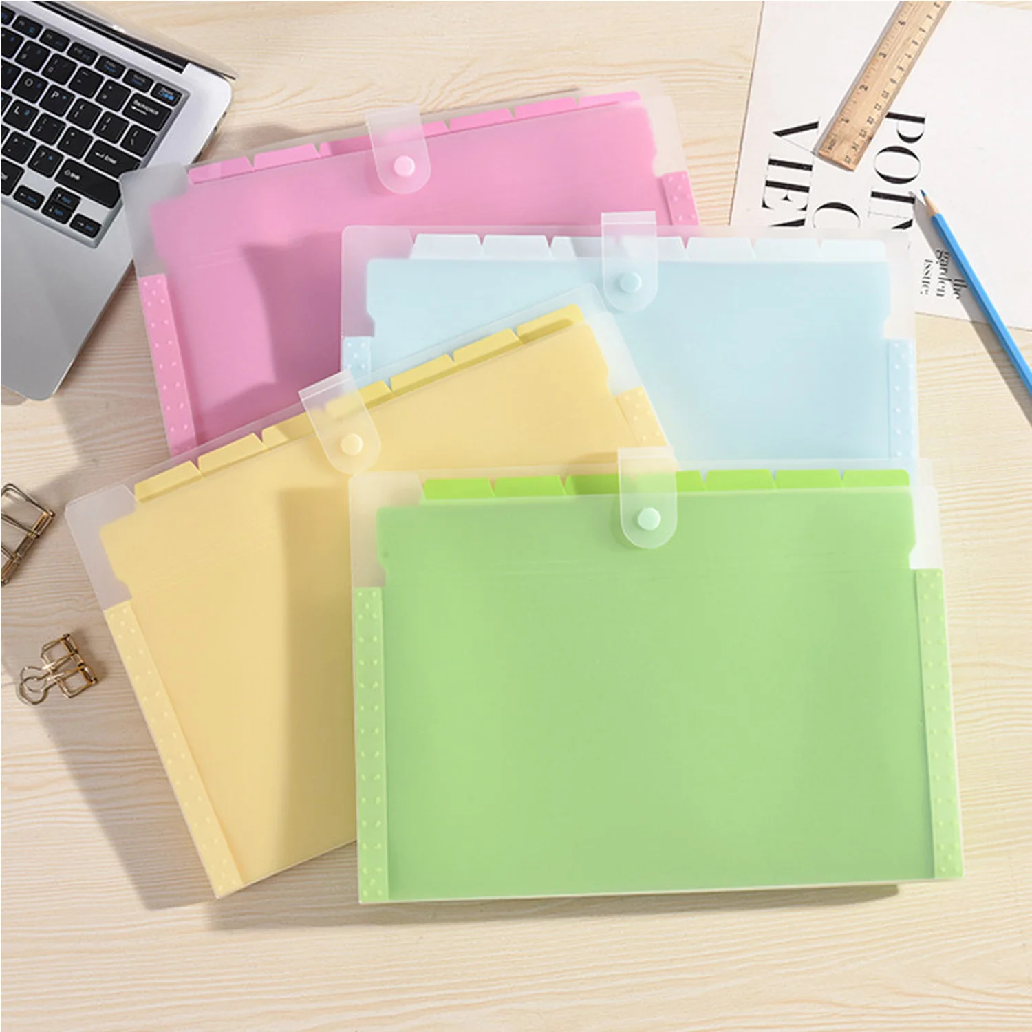 

Wholesale Solid A4 Size Plastic Expanding Wallet File Folders Document Bag Organizer with Button School Office Stationery Parts