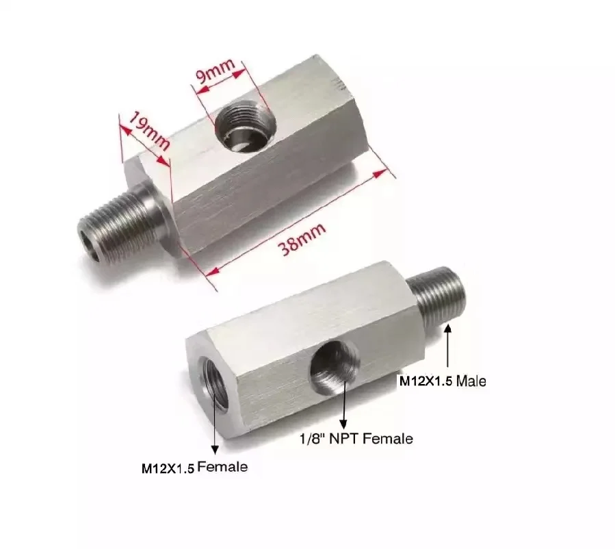 Stainless steel 1/8 inch NPT female thread to M12X1.5 oil pressure sensor feed line meter tee adapter fitting | Автомобили и