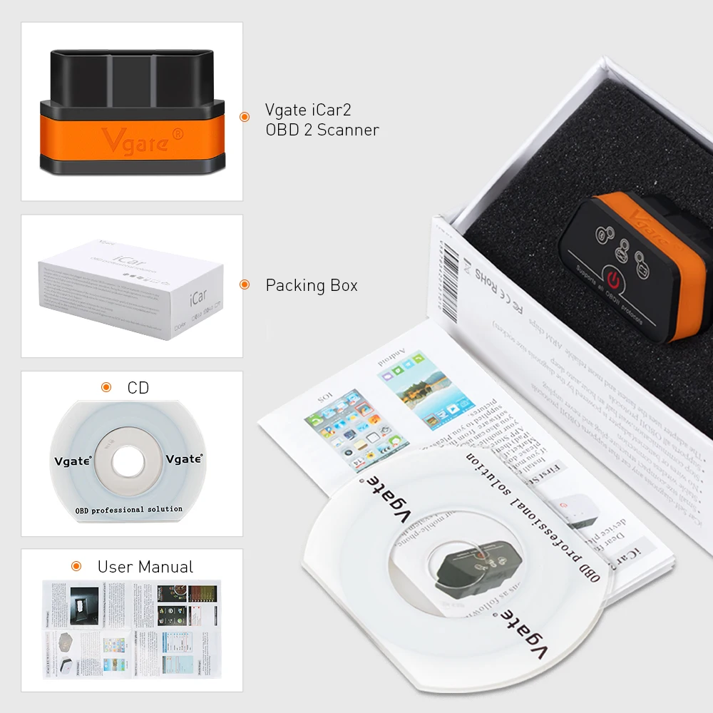 Квалифицированный Icar2 Vgate ELM327 Bluetooth 3 0 Icar 2 Wifi ELM 327 IOS автоматический