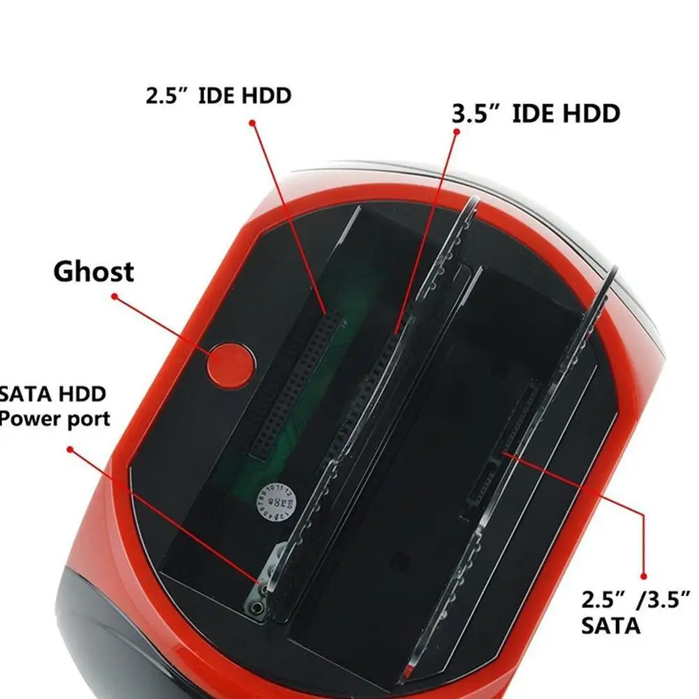 Док-станция для жесткого диска USB 2,0-2,5 3,5 дюймов SATA IDE с двумя слотами внешний HDD SSD корпус с кардридером и usb-хаб