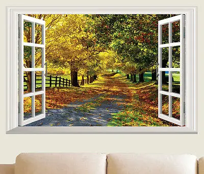 3D в виде кленового листа бульвар Wall Art Наклейки большой Фреска ПВХ наклейка