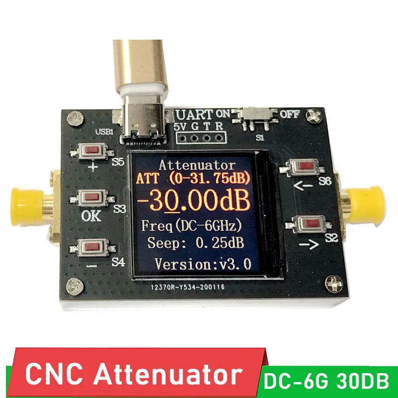 DYKB DC6GHZ 30DB Digital Attenuator Programmable Attenuator step 0.25DB LCD display FOR RF Ham