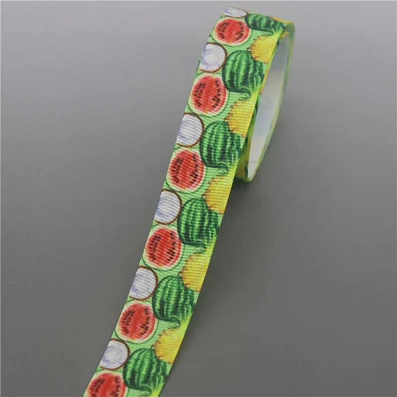 10252 DHK 10 ярдов ананас, арбуз оранжевый напечатанный Grosgrain ленточный аксессуар Hairbow головной убор украшение «сделай сам» оптом OEM B1849 - Цвет: 10252