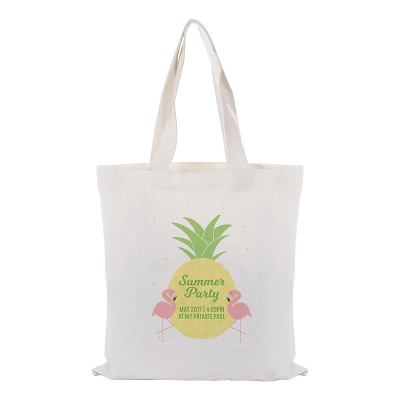 Холст сумка-тоут текст DIY сумка печать индивидуальный логотип для печати ежедневное использование Складная хозяйственная сумка Фламинго многоразовые