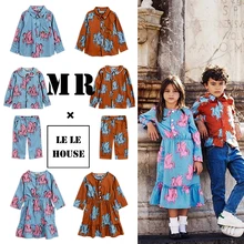 Ins/весенне-летнее новое платье с принтом «Мистер с той же девочкой»; платье с длинными рукавами в стиле ретро в европейском и американском стиле; 19