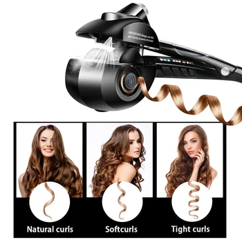 

Automatic Hair Steam Curler Ceramic Curling Iron Salon Professional Car Rotating Styling Steamer Spray Curl Spiral Roller Irons