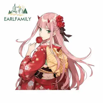 

EARLFAMILY 13cm x 12.7cm for Darling In The FranXXX Zero Two Kimono Refrigerator Cartoon Car Stickers Anime Trunk Bumper Decal