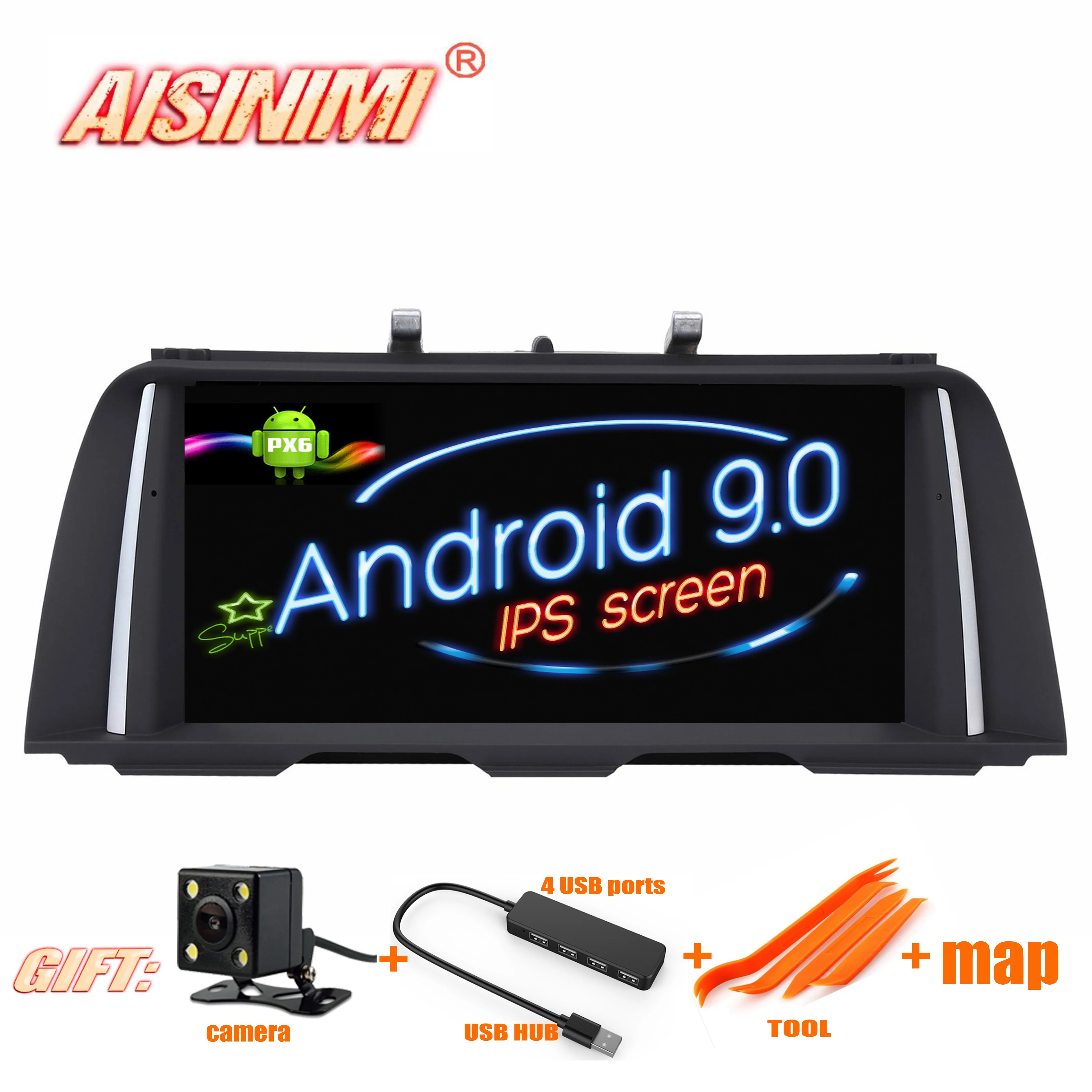 Perfect AISINIMI Android 9.0 Car Dvd Navi Player FOR BMW 5 Series F10/F11 NBT or CIC System audio gps stereo monitor screen all in one 0