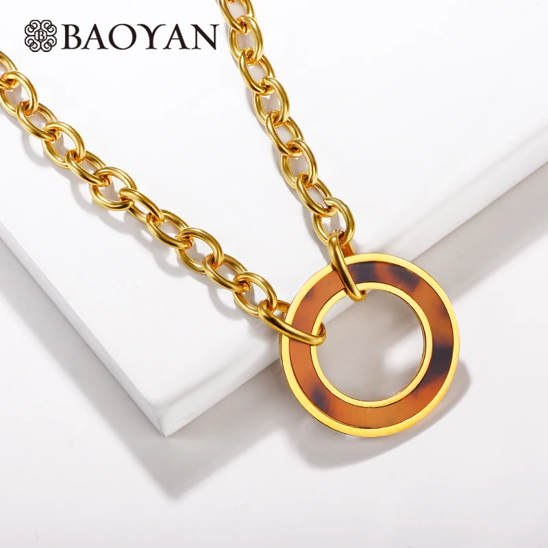 Baoyan цепочка из нержавеющей стали, ожерелье, ювелирное изделие, массивное, лучший друг, женское черепаховое ожерелье, новое модное Золотое леопардовое длинное ожерелье для женщин