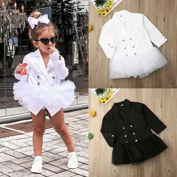 

New 2019 Girls Kids Jackets Party Formal Chiffon Dress Suit Clothes Fashion Princess Children Girls Coat Outerwear