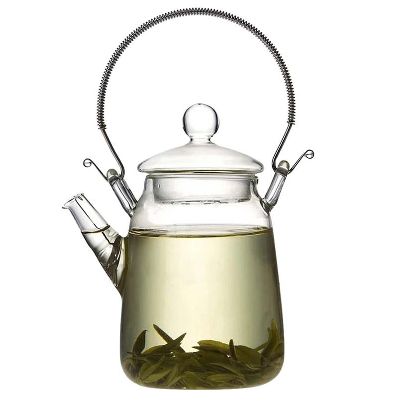 

Elegant Glass Teapot Handle Heat Resistant For Blooming Oolong Black Tea 350ml clear