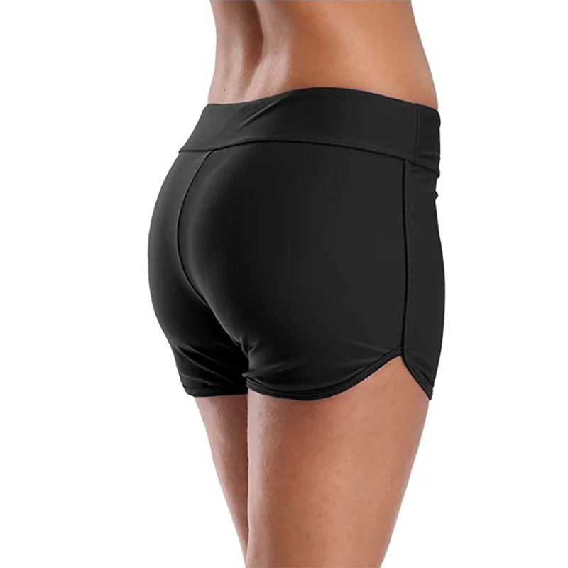 

Large Size Female Swim Shorts Conservative Boxer Anti-runout Long Five-point Pants Women's Single-piece Base Black Shorts