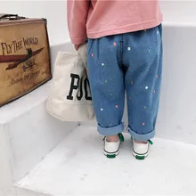 Весенне-осенние джинсовые брюки для девочек повседневные штаны для маленьких девочек свободные детские штаны