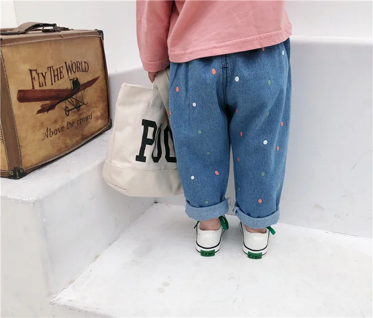 

2019 Spring And Autumn GIRL'S Jeans Trousers Little Girl Casual Pants Loose Pp CHILDREN'S Trousers