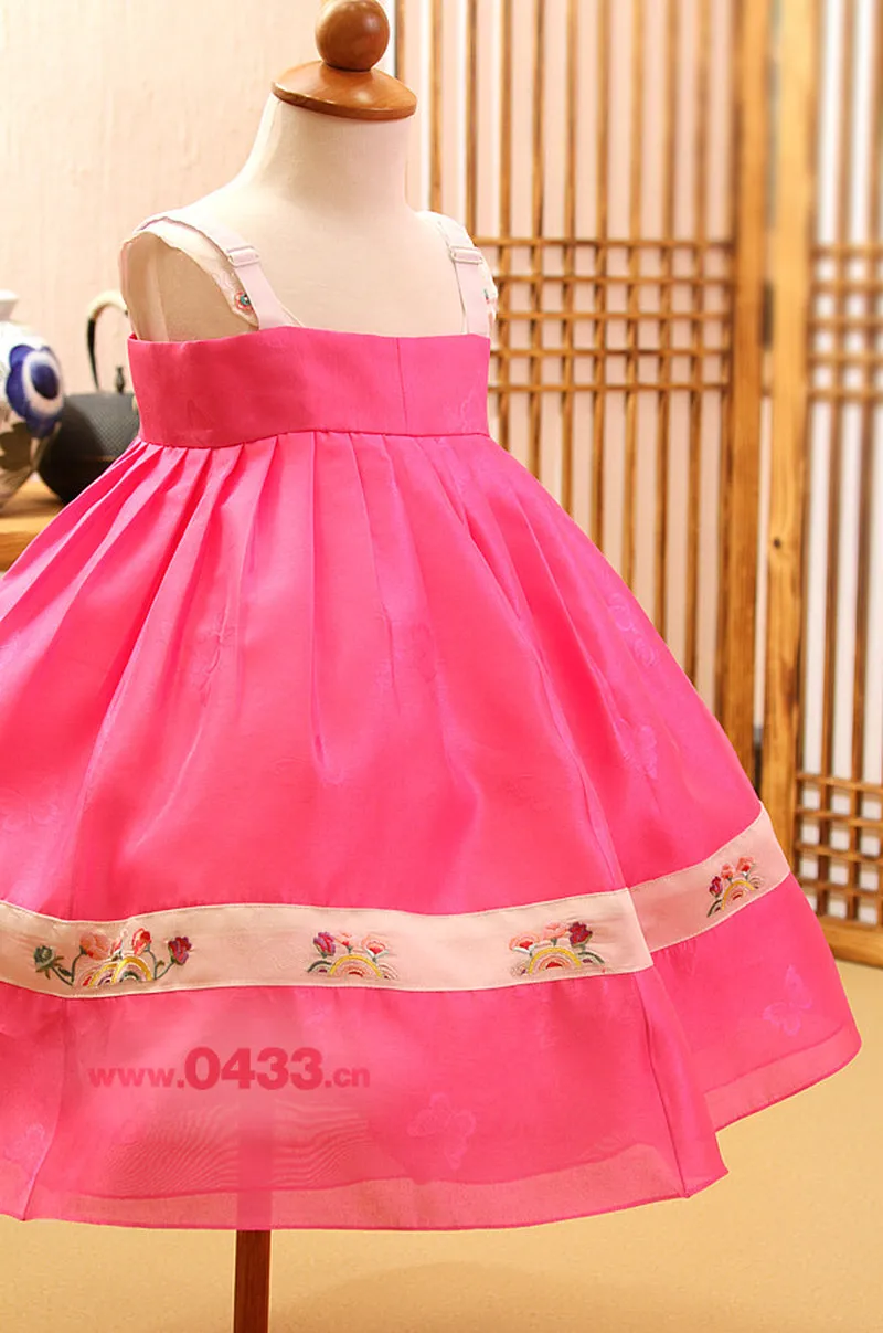  2019 Children Kids Girl Korean Dolbok Baby Hanbok Dress Birthday Party Game Embroidery Festival Cos