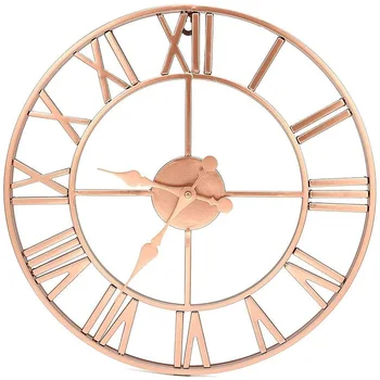 

Metal Rose Gold & Copper Roman Openwork Silent Clock European-Style Home Decorative Mute Wrought Iron Wall Clock 40cm