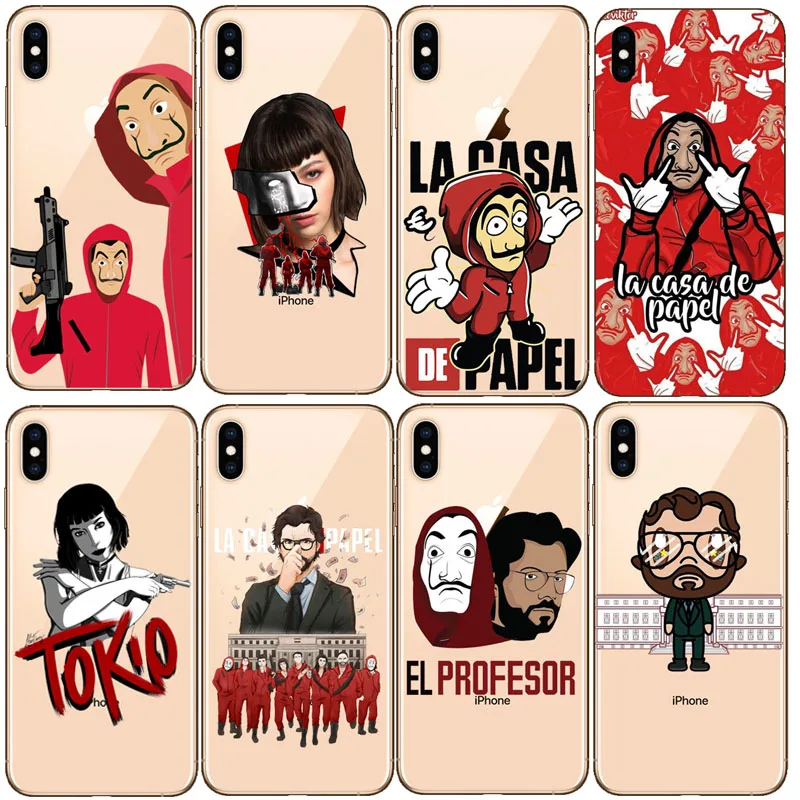 

Spanish TV La casa de papel Clear Soft Silicone TPU Phone Case Back Cover For iPhone 5 5s SE 6 6sPlus 7 8 Plus X XR XS MAX coque