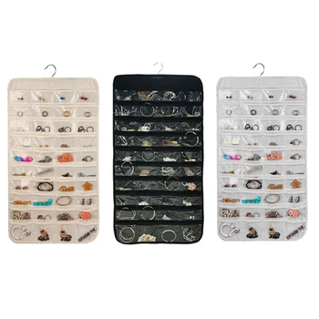 

80 Pockets Necklace Bracelet Earring Double Sides Hanging Jewelry Display Organizer Storage Bag Home Storage Bag Transparent Bag
