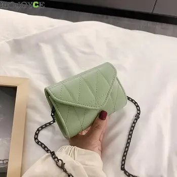 

Popular Simple Female Daily Bag Lattice Pattern PU Leather Crossbody Bag Women Chain Mini Flap Shoulder Handbag