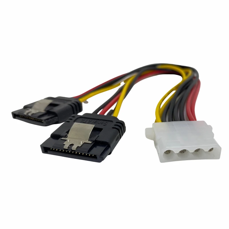 

4Pin IDE Molex to 2Serial ATA SATA With Snap Clip Y Splitter Hard Drive Power Supply Cable high quality Computer Cable　