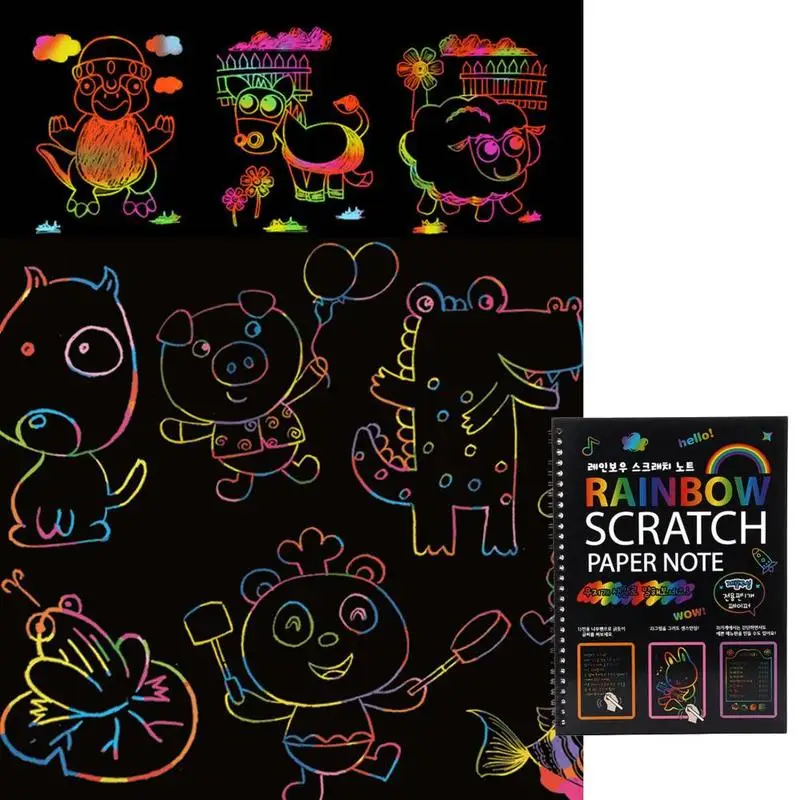 1 шт черный Diy scrachpad Детский мультфильм цветной полный scrachpad волшебный цвет scrachpad блокнот каракули образование книги